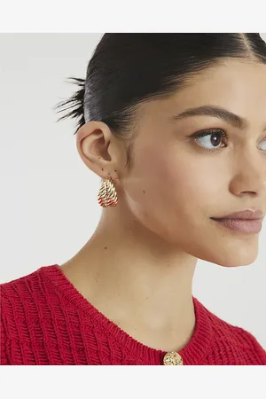 River Island Womens Ridged Hoop Earrings