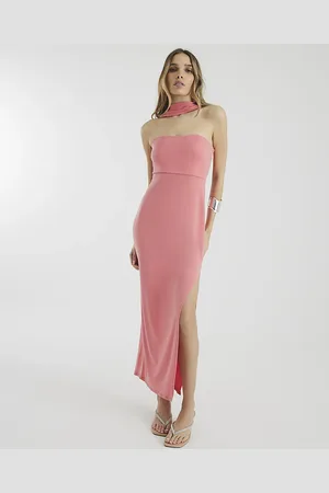 River Island Womens Bandeau Necktie Midi Dress