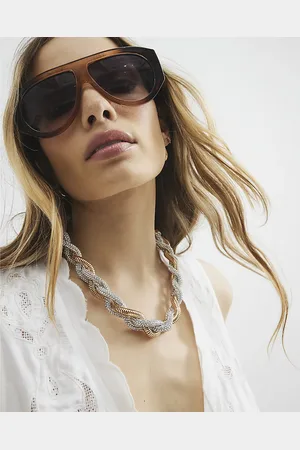 River Island Womens Metal Plaited Diamante Necklace