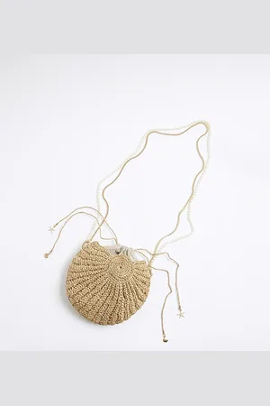 River Island Womens Raffia Shell Cross Body Bag