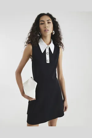 River Island Womens Sleeveless Collared Button Mini Dress