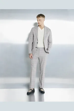 River Island Mens Tailored Fit Check Suit Trousers