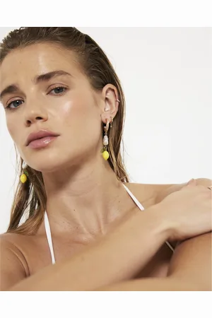 River Island Womens Lemon And Pearl Drop Earrings