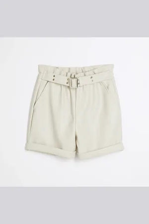 River Island Girls Faux Leather Belted Shorts