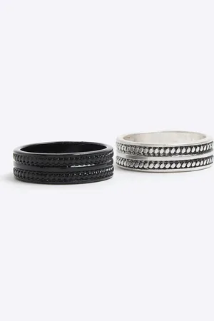 River Island Mens Textured Rings Multipack
