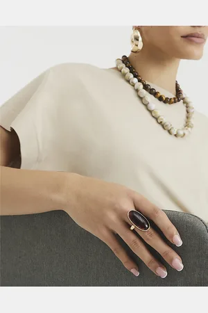 River Island Womens Tortoise Shell Resin Oval Ring