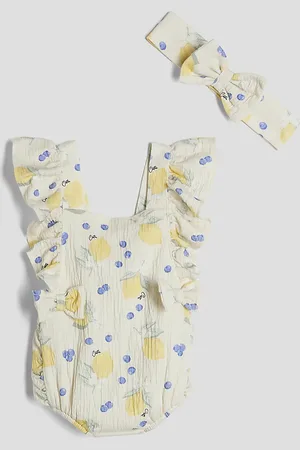 River Island Baby Girls Ecru Lemon Romper Set