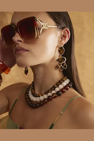 River Island Womens Tortoise Shell Cascade Drop Earrings