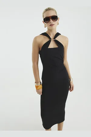 River Island Womens Ring Detail Halter Neck Midi Dress