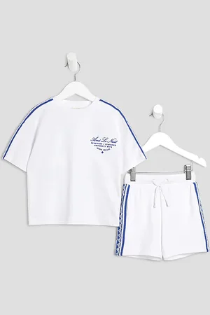 River Island Mini Boys Tile Print Taped T-Shirt Set