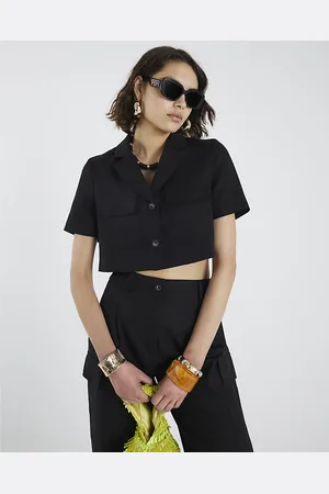 River Island Womens Linen Blend Cropped Pocket Jacket