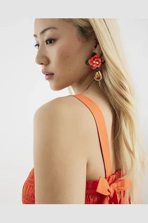 River Island Womens And Tortoiseshell Flower Stud Earrings