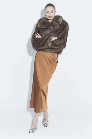 River Island Womens Satin Pencil Midi Skirt
