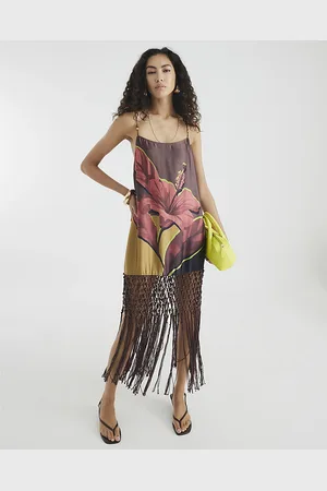 River Island Womens Flower Print Tassel Maxi Dress