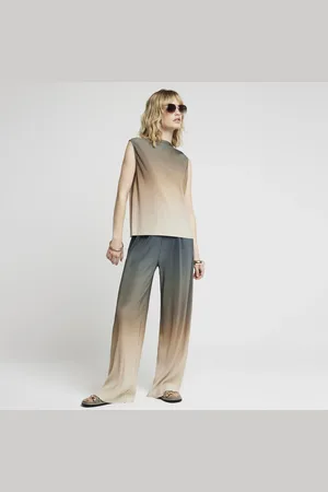 River Island Womens Ombre Plisse Wide Leg Trousers