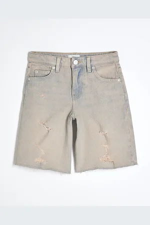 River Island Girls Denim Distressed Ripped Jorts