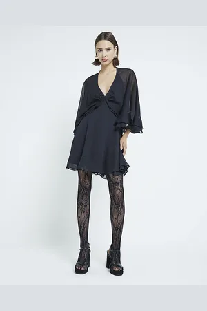 River Island Womens Long Sleeve Chiffon Cape Mini Dress