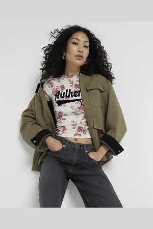 River Island Womens Authentic Rose Graphic Sports T-Shirt