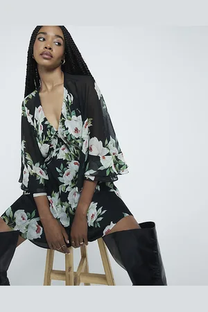 River Island Womens Long Sleeve Floral Cape Mini Dress