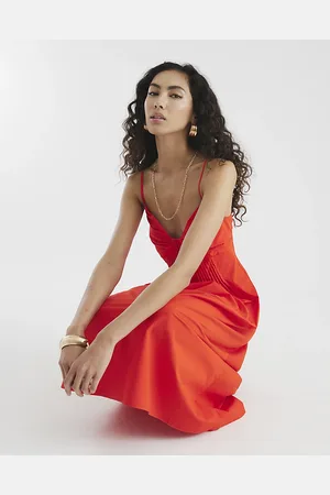 River Island Womens Strappy Pintuck Waist Midi Dress