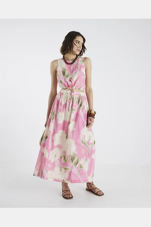 River Island Womens Linen Blend Floral Print Midi Skirt