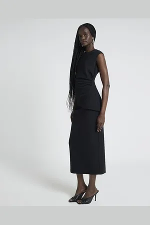 River Island Womens Ruched Side Tailored Midi Skirt