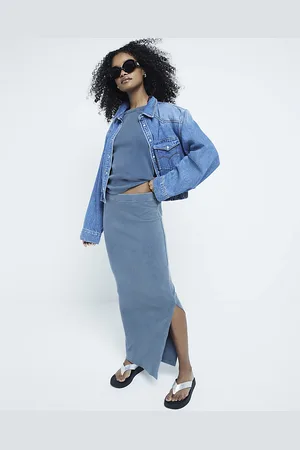 River Island Womens Pencil Washed Rib Skirt