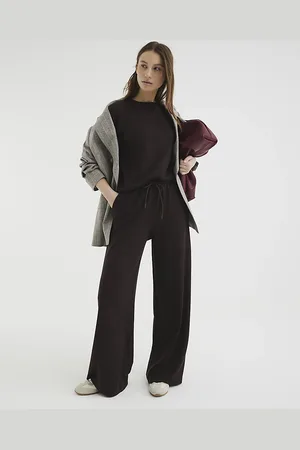 River Island Womens Premium High Waisted Wide Leg Joggers