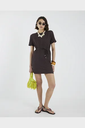 River Island Womens Short Sleeve Textured T-Shirt Dress