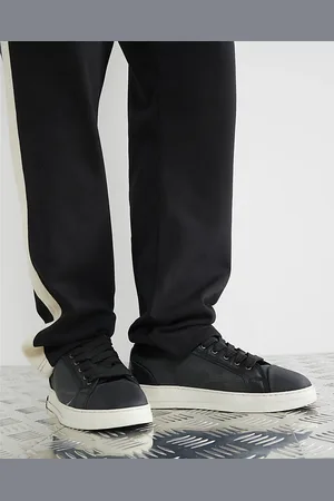 River Island Mens Premium Leather Canvas Toe Cap Trainers