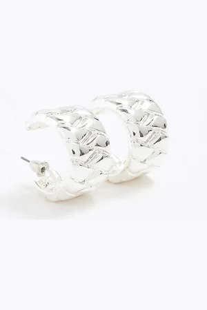 River Island Womens Woven Hoop Earrings