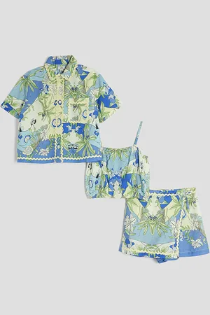 River Island Girls 3 Piece Palm Print Shirt Set