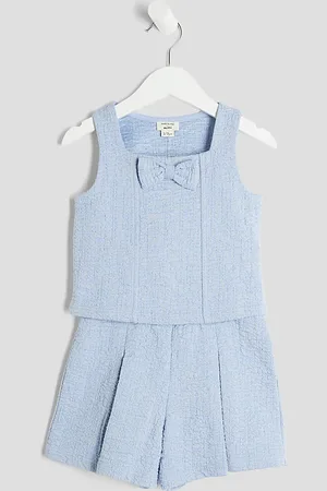River Island Mini Girls Bow Top And Short Set