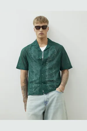 River Island Mens Short Sleeve Boxy Fit Lace Shirt