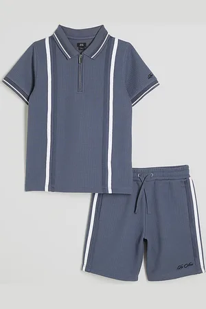 River Island Boys Textured Stripe Polo Set