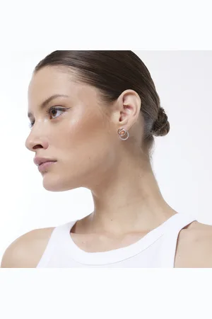 River Island Womens Rose Double Ring Stud Earrings