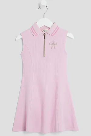 River Island Mini Girls Ribbed Bow Dress