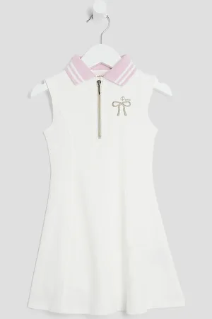 River Island Mini Girls Ribbed Bow Dress