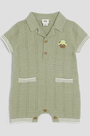 River Island Baby Boys Textured Bear Romper
