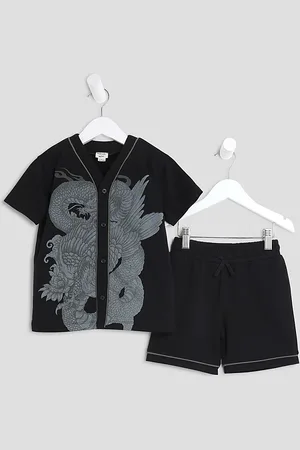 River Island Mini Boys Dragon Baseball T-Shirt Set