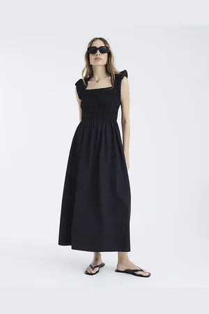River Island Womens Cap Sleeve Shirred Midi Dress