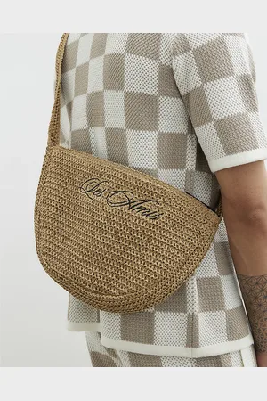 River Island Mens Raffia Les Amis Cross Body Bag
