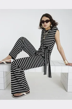 River Island Womens Stripe Wide Leg Trousers