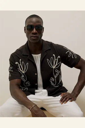 River Island Mens Floral Rope Embroidered Shirt