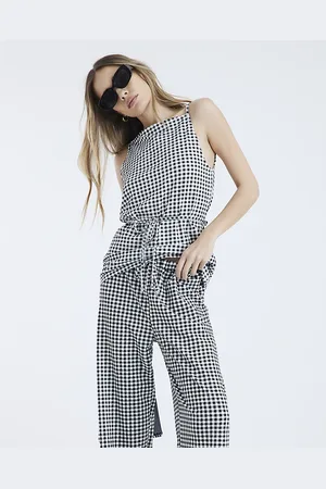 River Island Womens Gingham Wide Leg Trousers