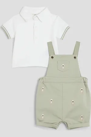 River Island Baby Boys Bear Dungaree Set