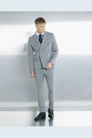 River Island Mens Skinny Fit Check Suit Trousers