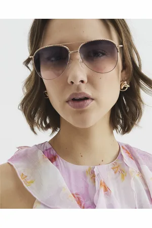 River Island Womens Rose Metal Aviator Twist Sunglasses