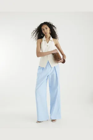 River Island Womens Linen Blend Wide Leg Trousers