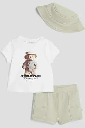 River Island Baby Baby Bear Bucket Hat Short Set
